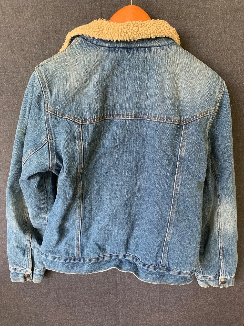 Vintage American Eagle Sherpa Lined Denim Jacket Womens Snap Buttons 90s Trucker - Picture 8 of 11
